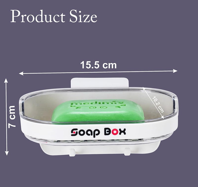 Boniry Super Powerful Self-Adhesive Soap Holder for Bathroom, Non-Drill Wall Mount Magic Sticker Self Adhesive Soap Stand for Bathroom (Printed White) - Image 2