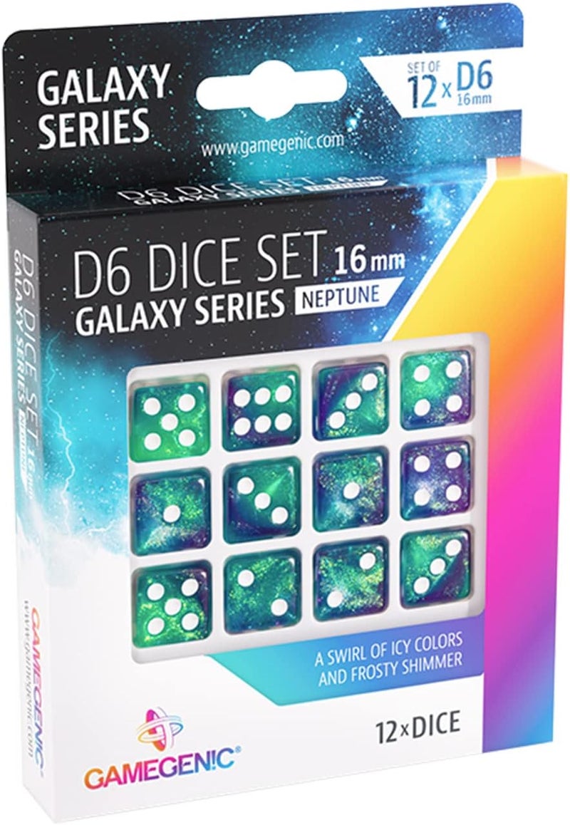 Asmodee Gamegenic Galaxy Series Neptune D6 Dice Set  Set of 12 SixSided Dice  Premium Quality Resin Dice for Dice Games Board Games and Card Games  Cosmic Glittering Design  Made by Gamegenic - Image 2