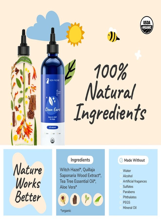 kin+kind Dog Ear Cleaner Solution - Organic Dog Ear Wash & Easy-to-Use Ear Drops for Dogs - Cleans Wax, Dirt & Odor - Gentle Ear Cleaning w/Witch Hazel, Aloe Vera & Tea Tree Oil - 12 fl oz - Image 4