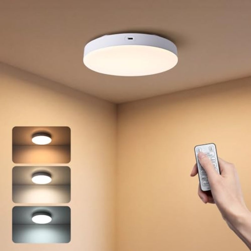 Closet/Toilet/Stairs/Shed/Hallway ceiling light: rechargeable motion sensor, wireless, 10000mAh battery, remote control, white plastic housing, energy-efficient LED - Image 1