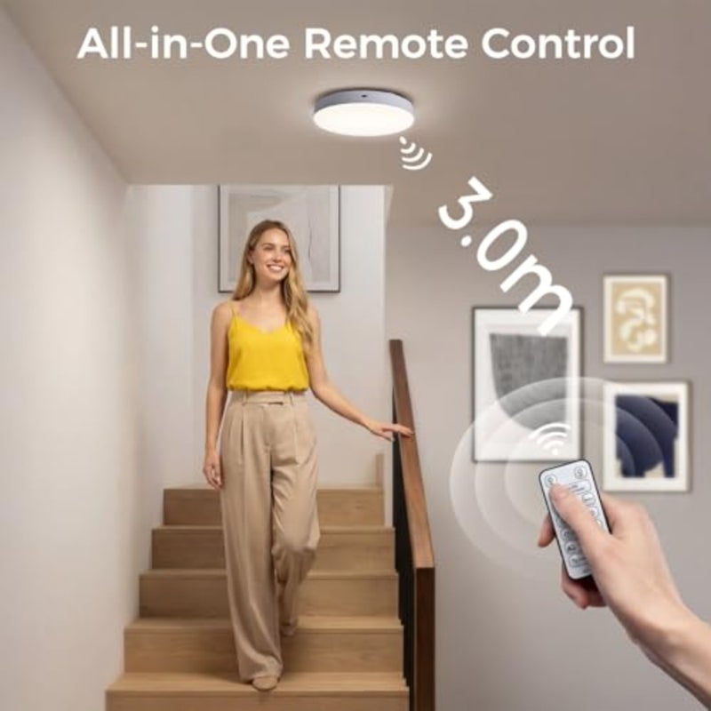 Closet/Toilet/Stairs/Shed/Hallway ceiling light: rechargeable motion sensor, wireless, 10000mAh battery, remote control, white plastic housing, energy-efficient LED - Image 5
