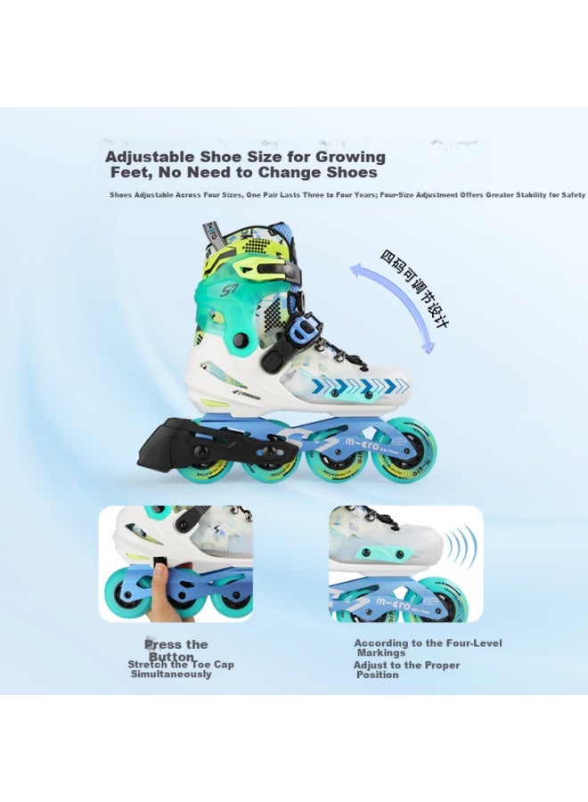M-Cro Micro Maigu Kids Roller Skates Boys Girls Beginner Freestyle Inline Skates Hard Shell Adjustable S7 Blue Single Shoe Xs Size - Image 1