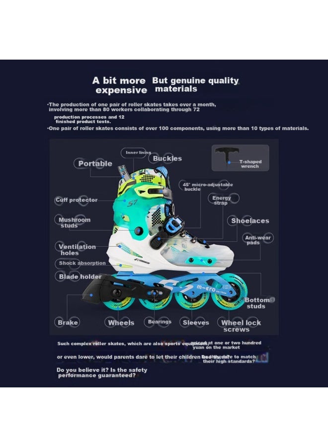 M-Cro Micro Maigu Kids Roller Skates Boys Girls Beginner Freestyle Inline Skates Hard Shell Adjustable S7 Blue Single Shoe Xs Size - Image 5