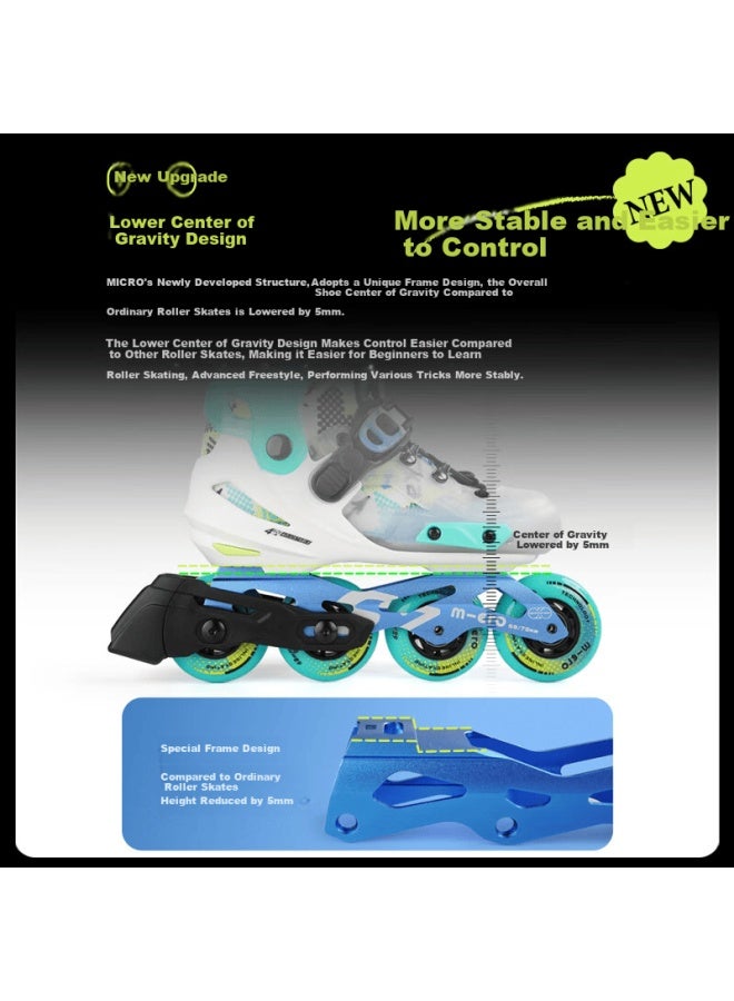 M-Cro Micro Maigu Kids Roller Skates Boys Girls Beginner Freestyle Inline Skates Hard Shell Adjustable S7 Blue Single Shoe Xs Size - Image 4