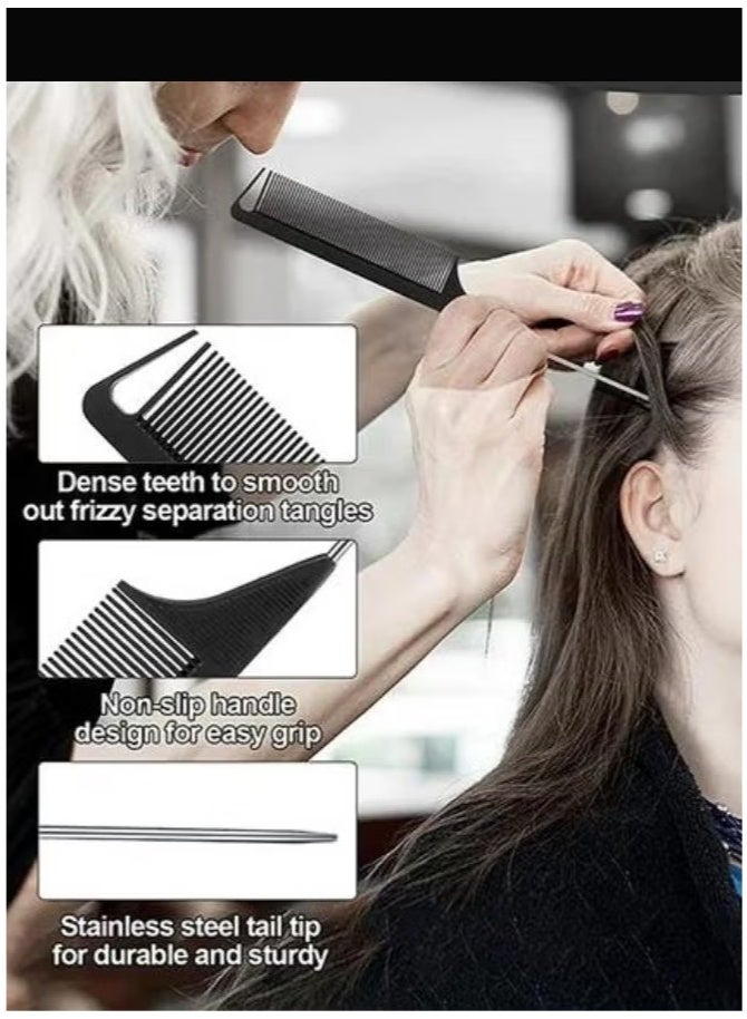 3-Piece Hair Styling Comb Set for Women, Including Teasing Hair Brush, Rat Tail Comb and Edge Brush, Ideal for Edge Control, Back Brushing, Combing, Smoothing and Slicking Hair, Perfect for Daily Hair Styling and Creating Neat, Defined and Sleek Hairstyles (Black) - Image 2