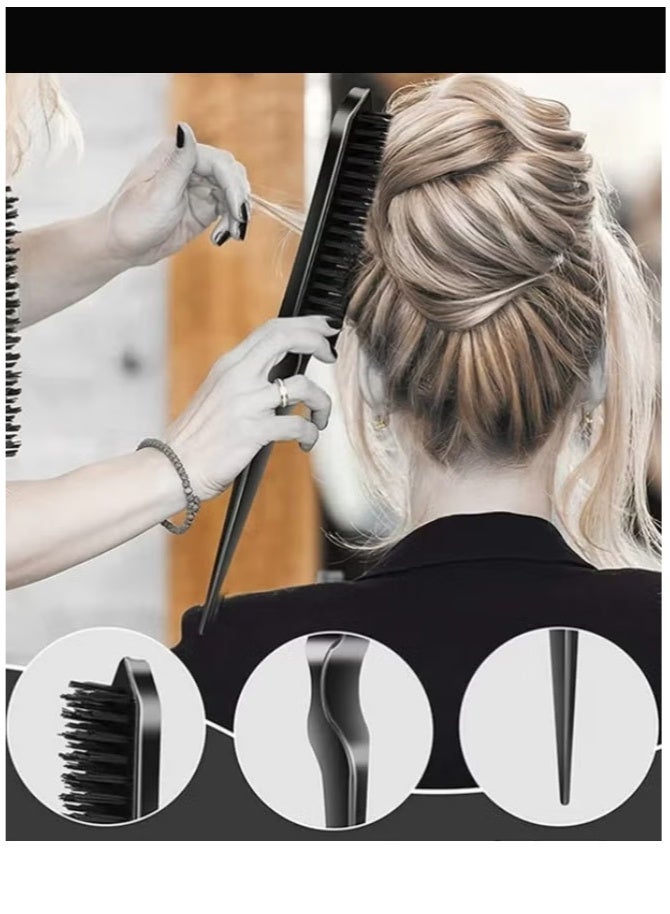 3-Piece Hair Styling Comb Set for Women, Including Teasing Hair Brush, Rat Tail Comb and Edge Brush, Ideal for Edge Control, Back Brushing, Combing, Smoothing and Slicking Hair, Perfect for Daily Hair Styling and Creating Neat, Defined and Sleek Hairstyles (Black) - Image 4