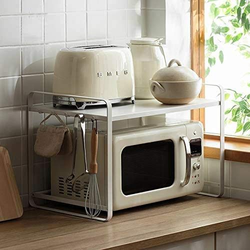 INDIDECOR INDIDECOR 611200 Metal Kitchen Storage Rack Kitchen Cookware Rack Microwave stand Microwave Storage Oven rack Kitchen organizer White  - Image 5