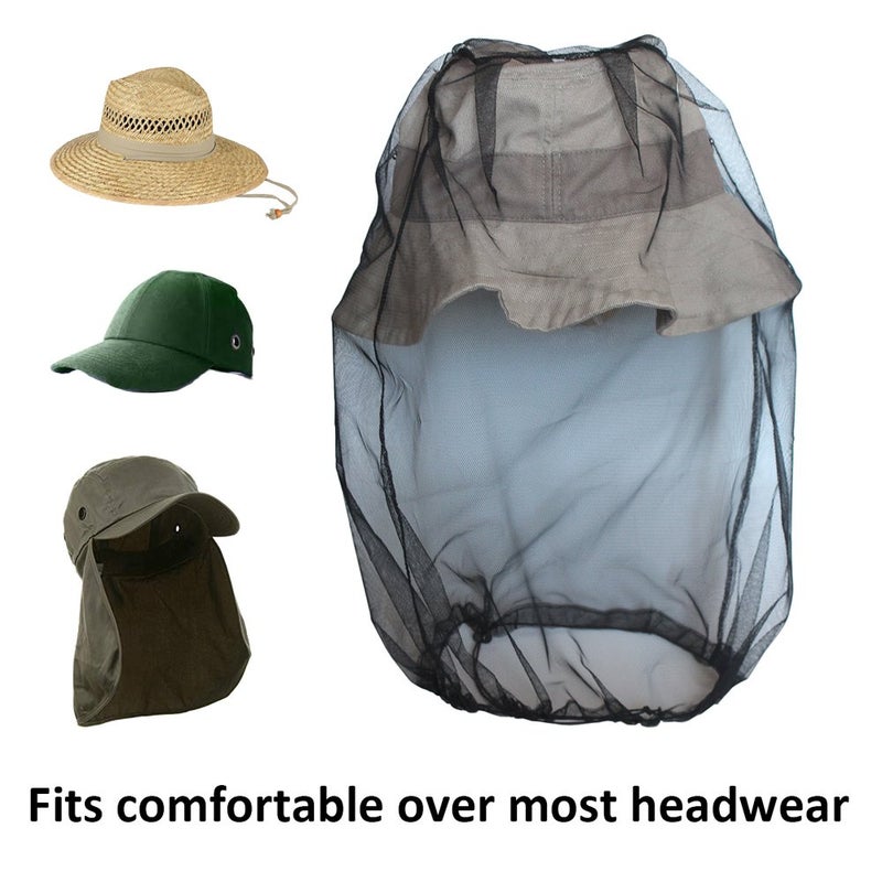 Anvin Mosquito Head Mesh Nets Gnat Face Netting for No See Ums Insects Bugs Gnats Biting Midges from Any Outdoor Activities, Works Over Most Hats Comes with Free Stock Pouches (3pcs, Grey) - Image 2