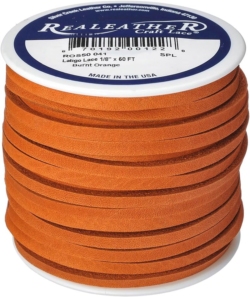 Realeather خيط لاتيجو، 1/8" x 50'، برتقالي محترق - Image 1