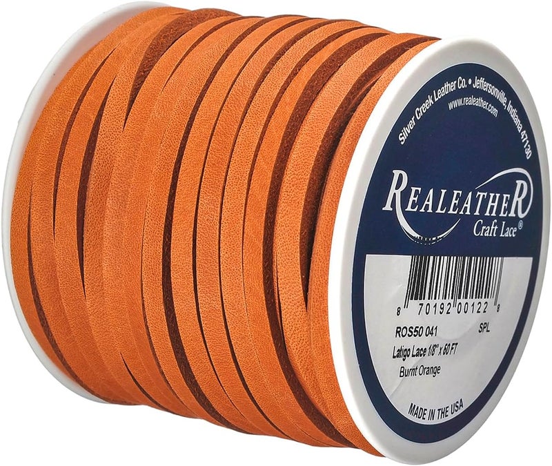 Realeather خيط لاتيجو، 1/8" x 50'، برتقالي محترق - Image 2