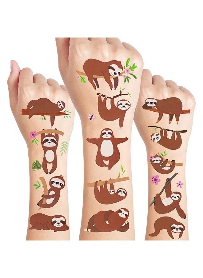 Cleverplay - 24 Sheets Sloth Temporary Tattoos, Birthday Decorations Sloth Party Favors - Image 1