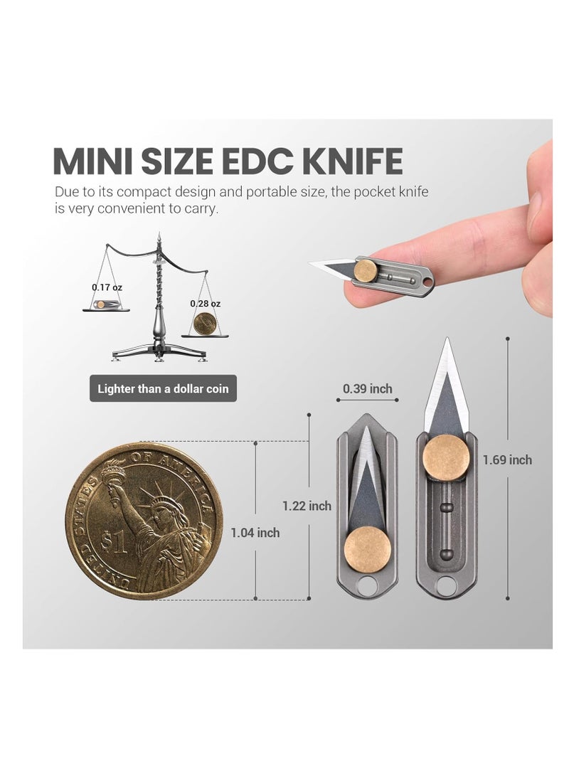 SYOSI Compact Titanium Keychain Pocket Knife - EDC Utility Blade for Men | Small Size, Ultra Lightweight, Perfect Gadget Gift Men, Dad, Everyday Carry - Image 3
