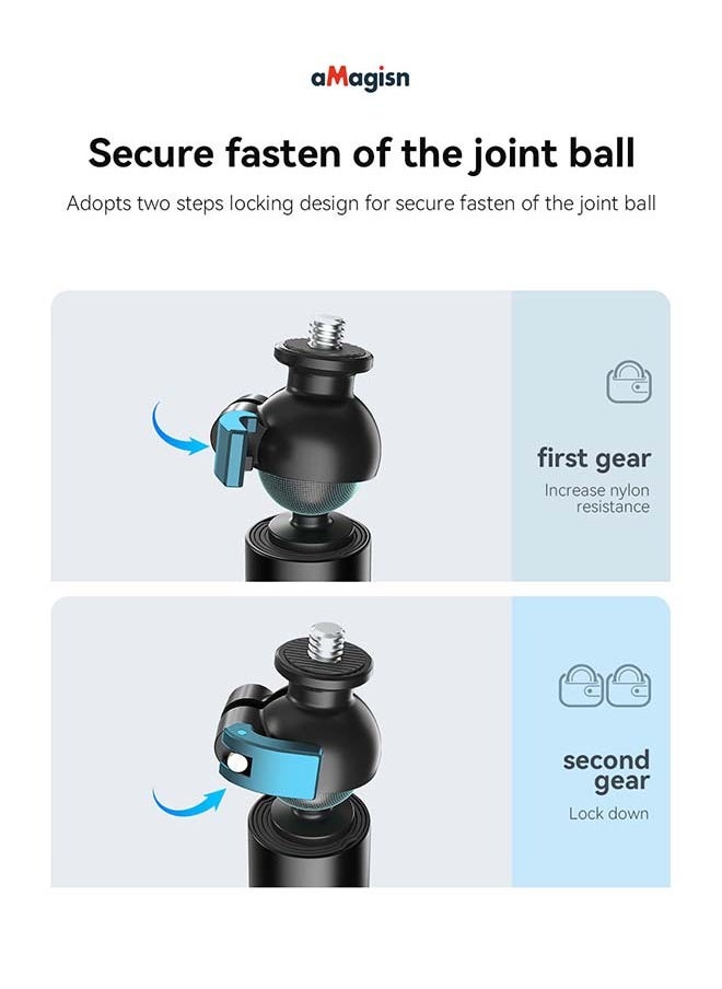 aMagisn - كرة aMagisn 70 سم - عصا سيلفي للرأس مع حامل 1/4 بوصة - ملحق قابل للتوسيع لكاميرات الحركة DJI/GoPro/Insta360 - Image 1
