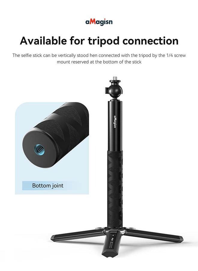 aMagisn - كرة aMagisn 70 سم - عصا سيلفي للرأس مع حامل 1/4 بوصة - ملحق قابل للتوسيع لكاميرات الحركة DJI/GoPro/Insta360 - Image 1