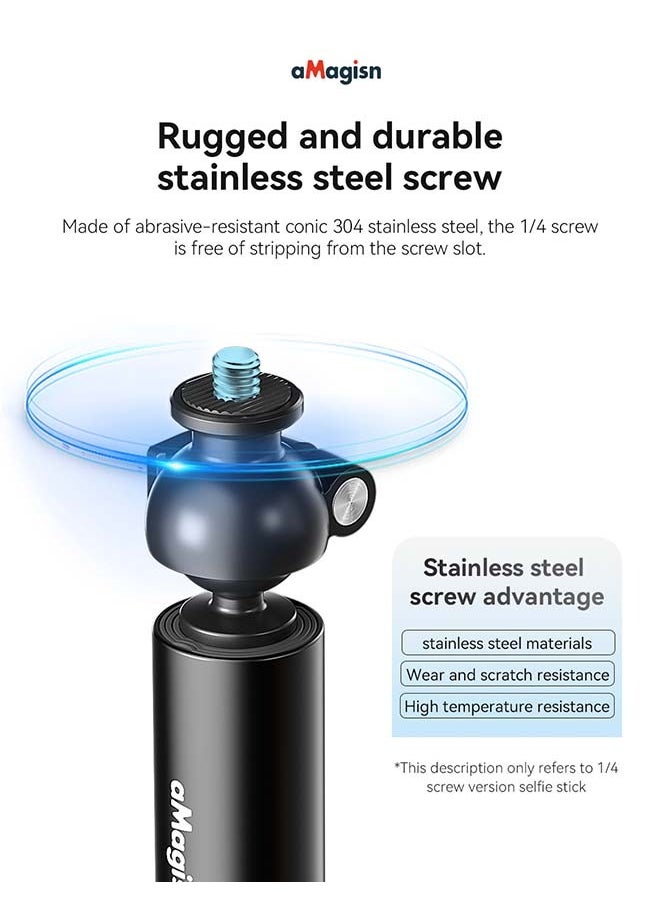 aMagisn - كرة aMagisn 70 سم - عصا سيلفي للرأس مع حامل 1/4 بوصة - ملحق قابل للتوسيع لكاميرات الحركة DJI/GoPro/Insta360 - Image 1
