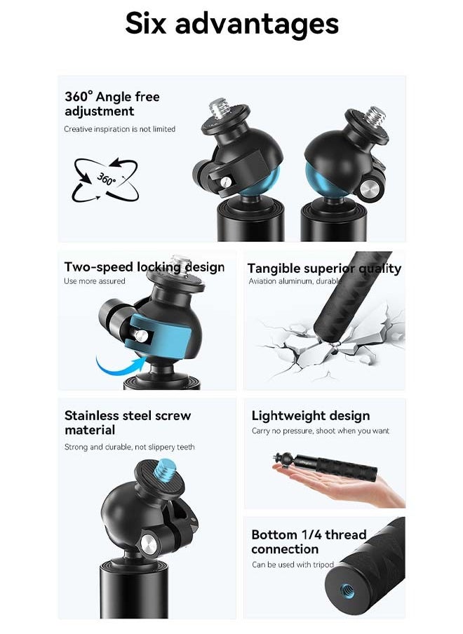 aMagisn - كرة aMagisn 70 سم - عصا سيلفي للرأس مع حامل 1/4 بوصة - ملحق قابل للتوسيع لكاميرات الحركة DJI/GoPro/Insta360 - Image 1