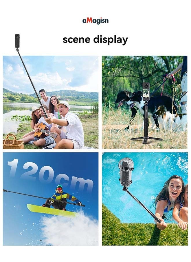 aMagisn - كرة aMagisn 70 سم - عصا سيلفي للرأس مع حامل 1/4 بوصة - ملحق قابل للتوسيع لكاميرات الحركة DJI/GoPro/Insta360 - Image 1