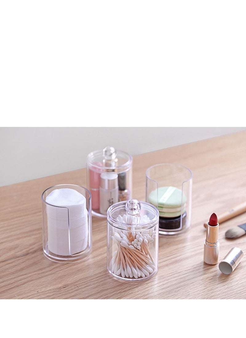 SYOSI - Cotton Buds Dispenser Makeup Organiser Bathroom Storage Cotton Swabs Holder Cotton Pad Container with Lid 2 Cylinder - Image 1