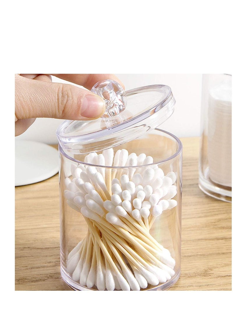 SYOSI - Cotton Buds Dispenser Makeup Organiser Bathroom Storage Cotton Swabs Holder Cotton Pad Container with Lid 2 Cylinder - Image 1