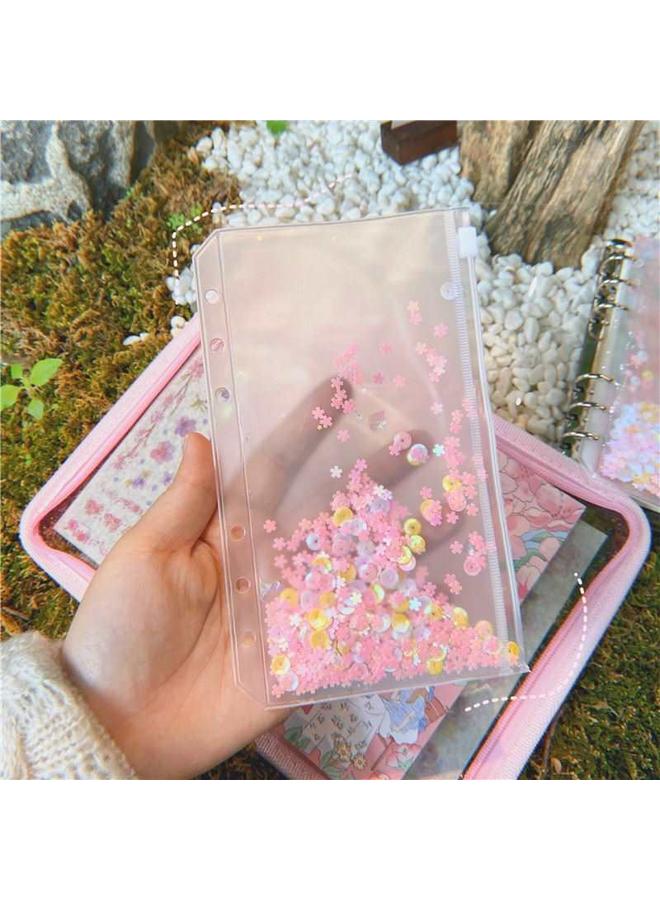 Bluejw Girl's Heart Hand Ledger Cute Internet Red Suit Cheap Loose-leaf Removable Grid Inner Page Zipper Bag For Money - Image 5