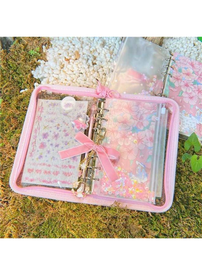 Bluejw Girl's Heart Hand Ledger Cute Internet Red Suit Cheap Loose-leaf Removable Grid Inner Page Zipper Bag For Money - Image 4