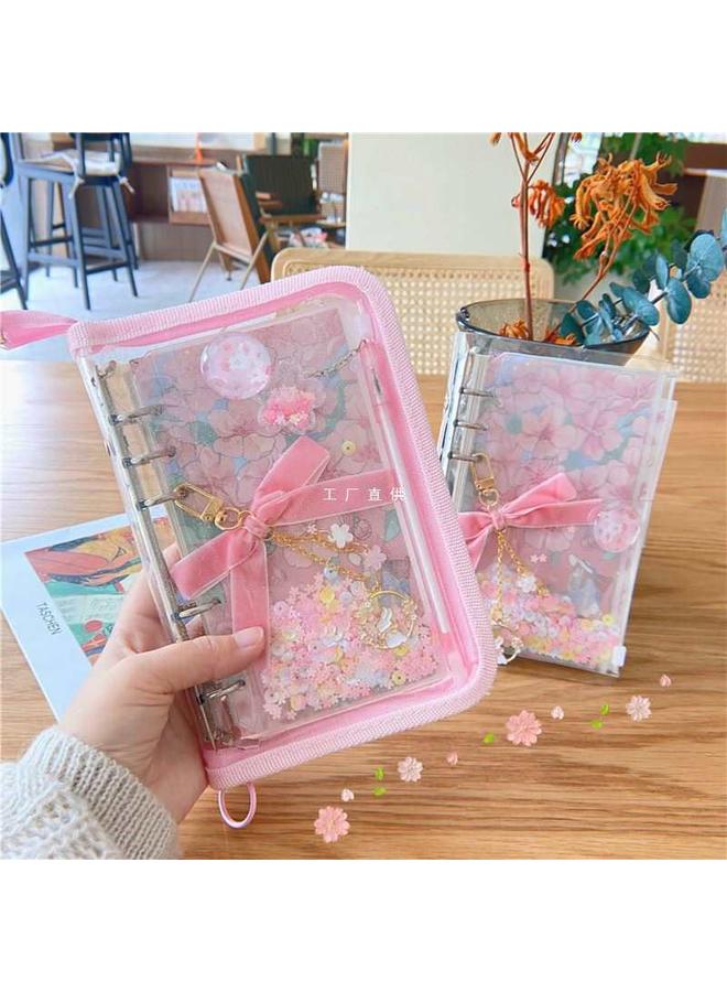 Bluejw Girl's Heart Hand Ledger Cute Internet Red Suit Cheap Loose-leaf Removable Grid Inner Page Zipper Bag For Money - Image 2