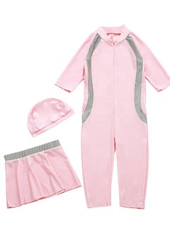 Al Aoyama Girls' One Piece Swimsuit with Swim Cap & Skirt, UPF 50+Resistant Athletic Swimwear for Toddler Kids 3-8 Years, Modest Bathing Suits for Beach Pool Training  - Image 5