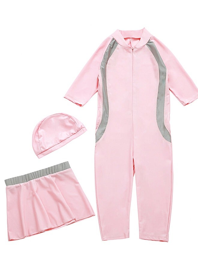 Al Aoyama Girls' One Piece Swimsuit with Swim Cap & Skirt, UPF 50+Resistant Athletic Swimwear for Toddler Kids 3-8 Years, Modest Bathing Suits for Beach Pool Training - Image 5