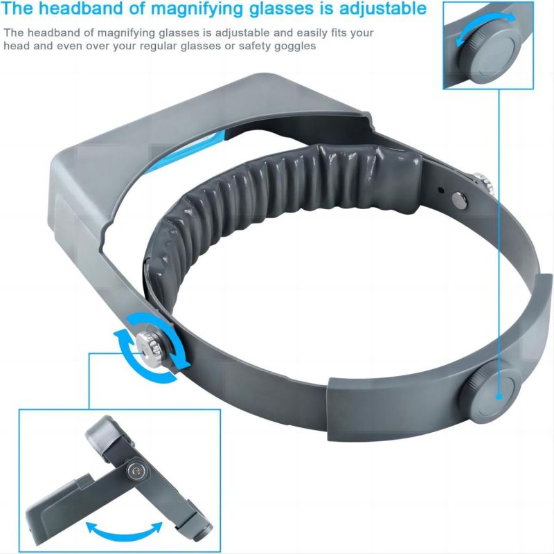 Headband Magnifier: Gray 4 Interchangeable Lenses Up To 350% Clear Vision - Adjustable Headband Lightweight Design For All-Day Comfort Hands-Free Magnifying Lens For Jewelry Making Reading Precision T - Image 4