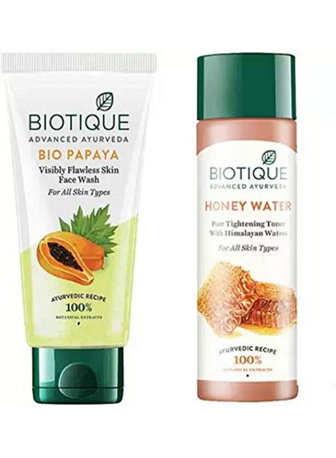 Biotique Youthfull Skin Care Pack Bio Papaya Face Wash 100Ml Bio Toner Honey Water 120Ml (2 Items In The Set) - Image 1