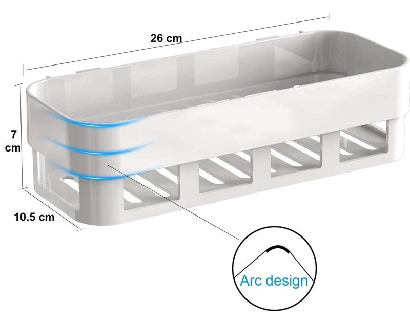 JEEJEX 3 Pcs Plastic Inter Design Bathroom Kitchen Organize Shelf Rack Shower Corner Caddy Basket with Sticker No Drilling Required Material-Plastic color-white (3) - Image 4