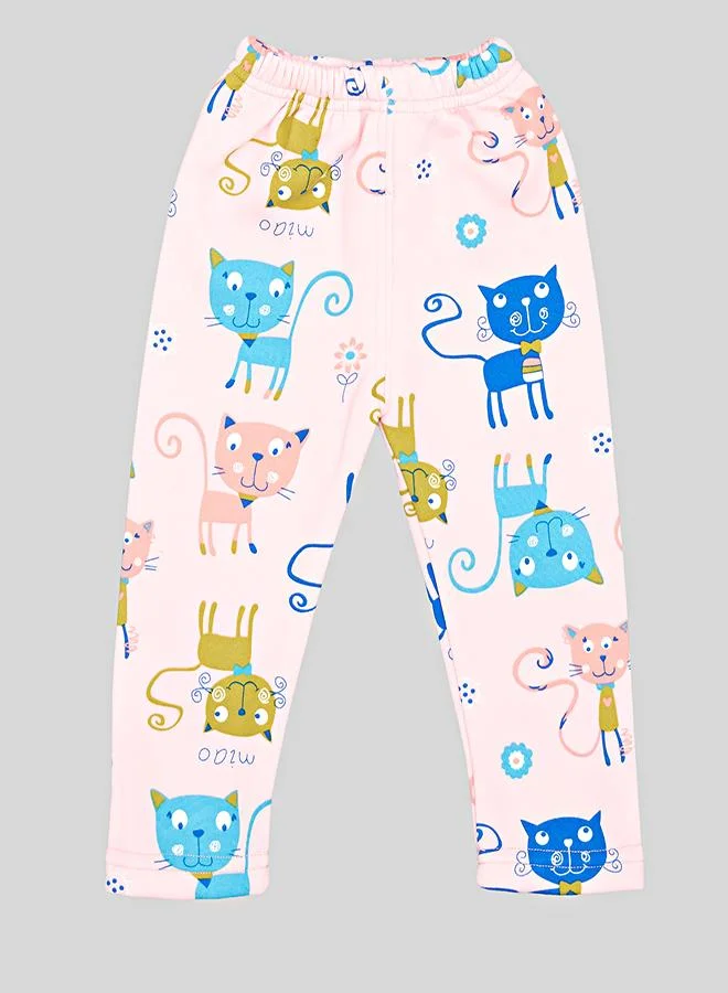 babyqlo Colorful Cat Print Pajama Set For Kids