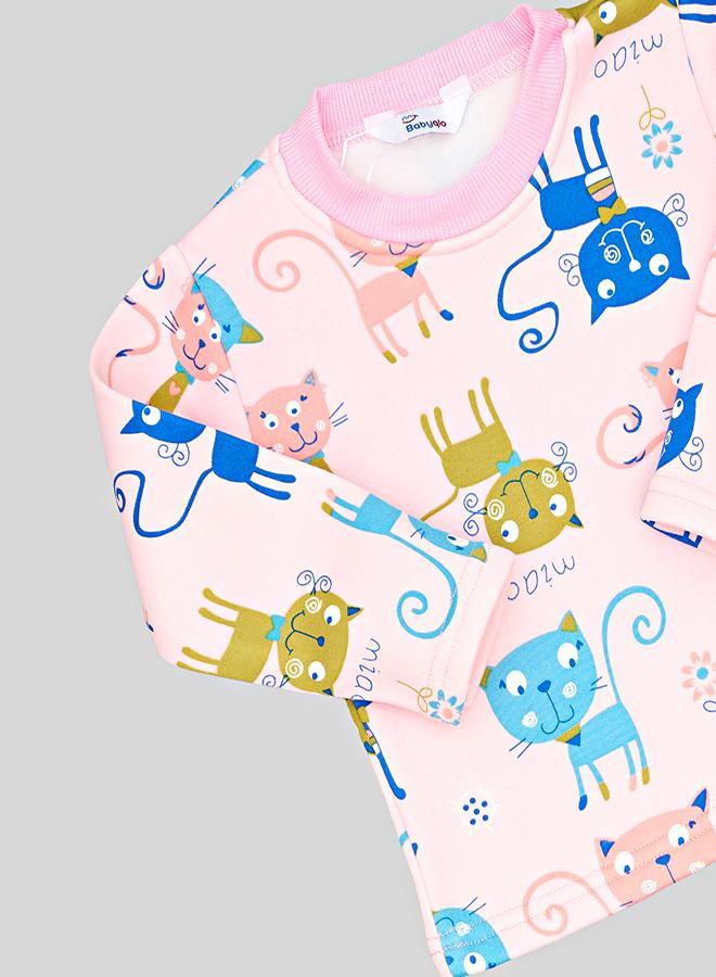 babyqlo Colorful Cat Print Pajama Set For Kids - Image 5
