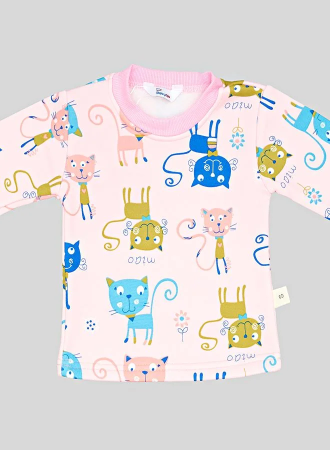 babyqlo Colorful Cat Print Pajama Set For Kids