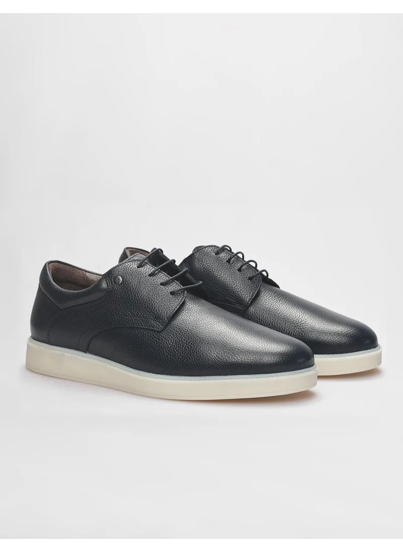 كاباني Leather Navy Blue Lace-Up Men's Casual Shoes