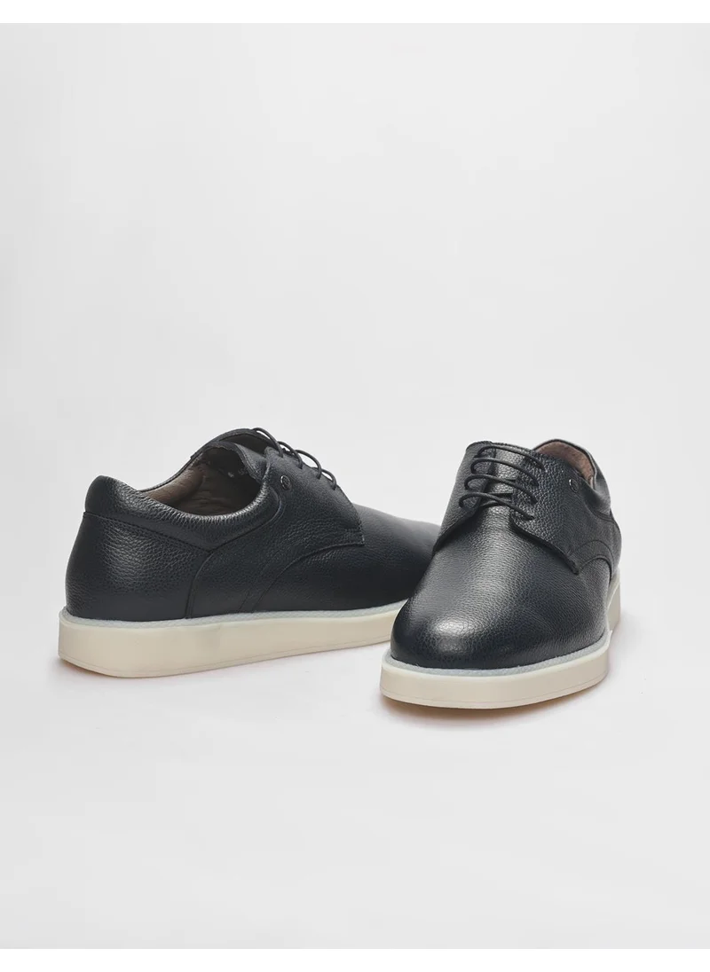 Cabani Leather Navy Blue Lace-Up Men's Casual Shoes