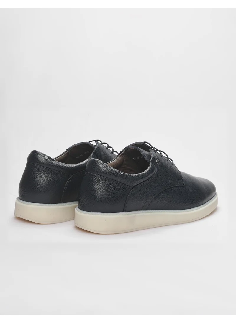 Cabani Leather Navy Blue Lace-Up Men's Casual Shoes