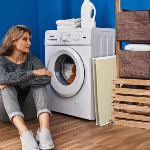 ANYTIME Set of 2 75L Foldable Laundry Bag for Clothes with Lid and Handles | Non-Woven Rectangular | Clothes Storage Basket | Freestanding Organizer | Toy Storage Basket | (56x36x33) Beige - Image 2