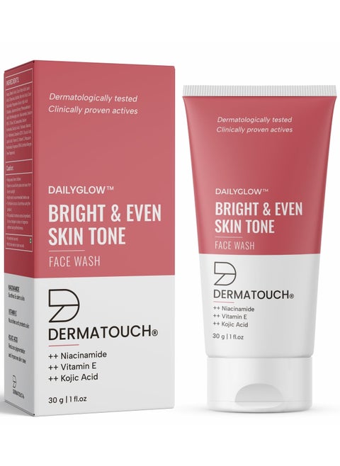 Bright & Even Tone Face Wash with Niacinamide, Vitamin E and Kojic Acid | Daily Gentle Face Cleanser For Tan, Pigmentation, Uneven Tone - 30G