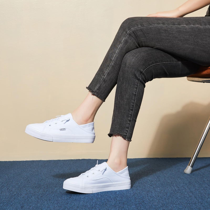 hash bubbie Women's Slip on Shoes Canvas Shoes Non Slip Fashion Canvas Sneakers for Women Low Top Loafersï¼ˆWhite.US10ï¼‰ - Image 3