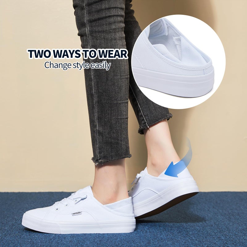 hash bubbie Women's Slip on Shoes Canvas Shoes Non Slip Fashion Canvas Sneakers for Women Low Top Loafersï¼ˆWhite.US10ï¼‰ - Image 5