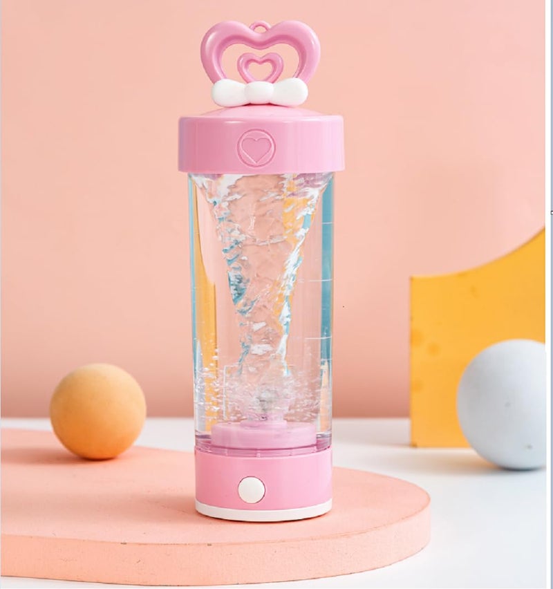 LMFUEN Electric Shaker Bottle, Shaker Bottles for Protein Shakes Mixes, Automatic Coffee Stirring Cup, Portable Mixer Cups and Blender Bottles Battery Powerful Mixer Cup 15 oz,Food grade material (Pink) - Image 1