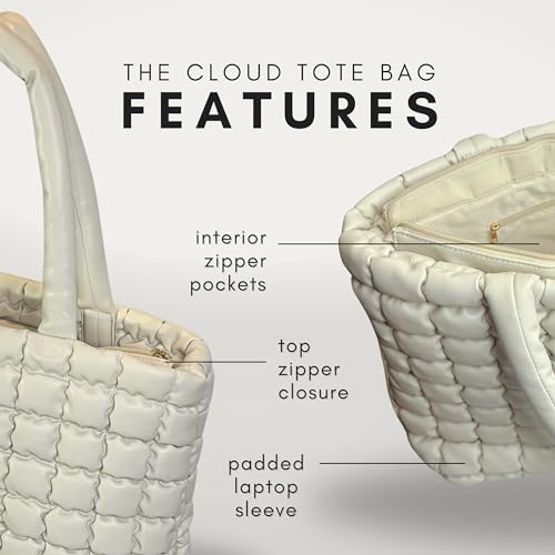 Citrusy Boutique The Cloud Tote Bag Set | Puffer Tote Bag with Insert Pouch | Quilted Tote Bag for Women | Trendy Padded Shoulder Puffy Bag (Black) - Image 5