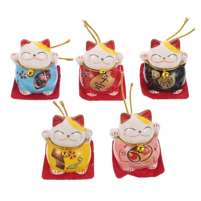 10 PCS MINI MANEKI NEKO CAT ORNAMENTS 177 FENG SHUI CUTE CAT FIGURINES FOR CAR HOME OFFICE DECOR