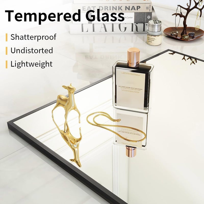 VooBang Mirror Full Length - 21" x 57" Floor Mirror with Stand, Aluminum Alloy Frame Full Body Mirror, Standing Hanging or Leaning Against Wall for Bedroom and Living Room, Black - Image 4