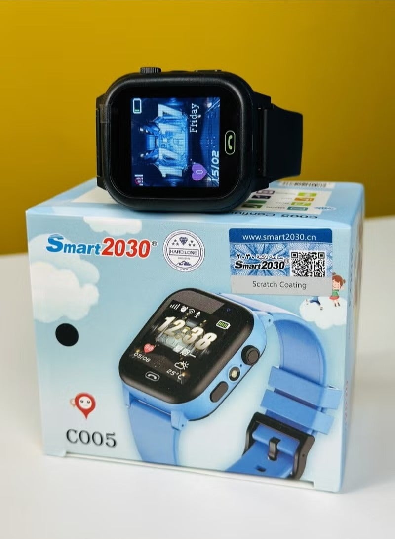 C005 Kids Smart Watch | Touchscreen Display | GPS Tracking & SOS Emergency Call | Two-Way Calling & Voice Chat | Educational Games & Camera | Water-Resistant & Long Battery Life | Ideal for Boys & Girls black  - Image 2