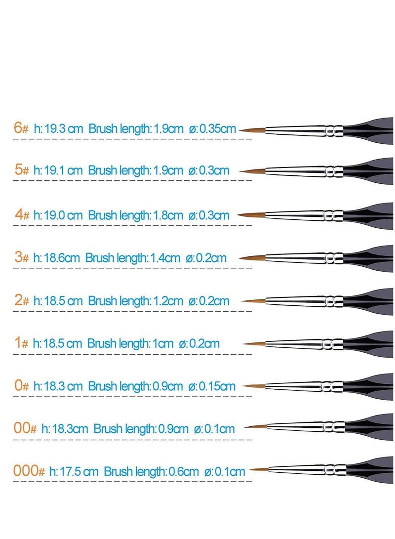 Generic Detail Paint Brush Set, Detail Paint Brushe for Fine Detailing & Art Painting, Fine Miniature Brushes, Detailing Painting Brush for Watercolor, Oil, Face, Nails, Line Drawing, 9PCS (Black) - Image 4
