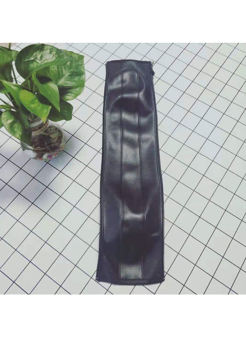 MileMelo - Baby Stroller Handle Protector, Baby Stroller Handle PU Leather Protective Cover Universal Stroller Handle Cover with Zipped Closure Black - Image 1