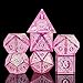 Cusdie 7Piece Polyhedral DND Dice Set with Sharp Edges Handcrafted Dice Featuring RuneInspired Designs for Role Playing Games Pink - Image 2