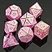 Cusdie 7Piece Polyhedral DND Dice Set with Sharp Edges Handcrafted Dice Featuring RuneInspired Designs for Role Playing Games Pink - Image 4